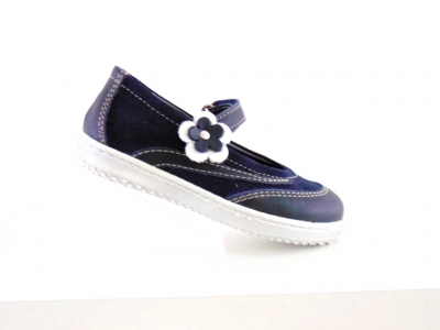 Pantofi copii fete Lui.Gi, cod 6P254, seria FLEUR, bleumarin, piele naturala