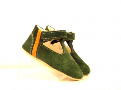 Pantofi bebe Lui Shoes, cod 8P4, seria FIRST STEPS, verde forest, piele naturala