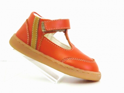 Pantofi bebe Lui Shoes, cod 8P13, seria FIRST STEPS, portocaliu, piele naturala