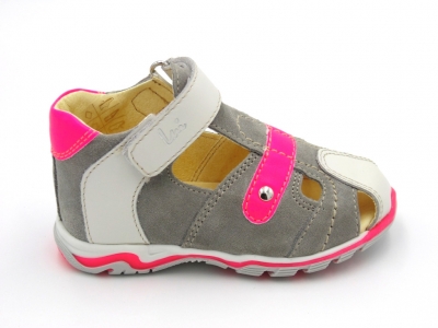Sandale copii Lui Shoes, cod 3S277, seria SIMBA, gri deschis, piele naturala
