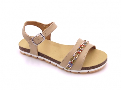 Sandale copii fete Lui Shoes, cod 6S159, seria ELSA, bej, piele naturala