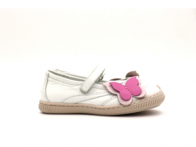 Pantofi copii fete Lui Shoes, cod 6P281, seria FLEUR, alb, piele naturala