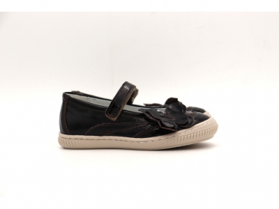 Pantofi copii fete Lui Kids, cod 6P289, seria FLEUR, maro inchis, piele naturala