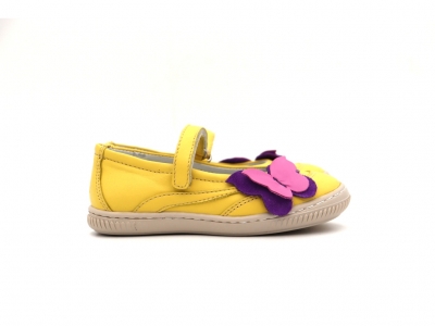 Pantofi copii fete Lui Kids, cod 6P290, seria FLEUR, galben, piele naturala