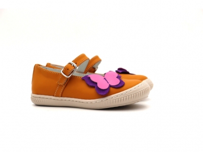 Pantofi copii fete Lui Kids, cod 6P296, seria LINDA, galben mustar, piele naturala