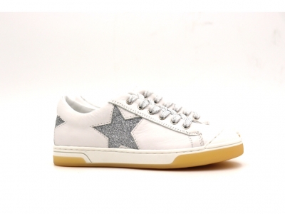 Pantofi sport copii fete Lui Kids, cod 6A148, seria SUPER STAR, alb, piele naturala