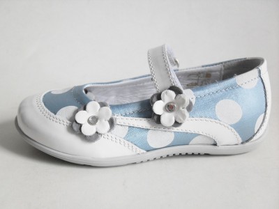 Sandale copii fete LM, cod 6S84, seria FLEUR, alb, piele naturala