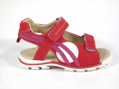Sandale copii LM, cod 3S78, seria CERCHI, rosu, piele naturala