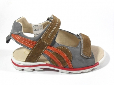 Sandale copii LM, cod 3S80, seria CERCHI, gri, piele naturala