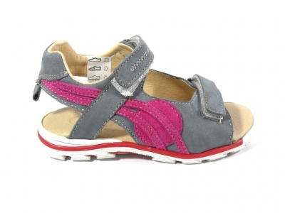 Sandale copii LM, cod 3S81, seria CERCHI, gri, piele naturala