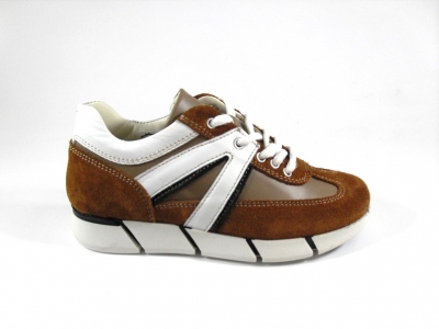Pantofi sport copii LM, cod 3A243, seria MALVIN, maro deschis, piele naturala