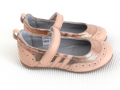 Pantofi copii fete LM, cod 6P122, seria KITTY, bej, piele naturala