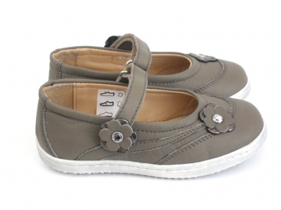 Pantofi copii fete LM, cod 6P130, seria FLEUR, gri, piele naturala
