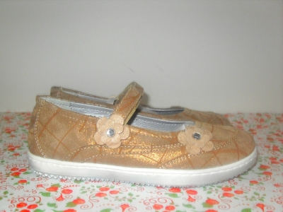 Pantofi copii fete LM, cod 6P145, seria FLEUR, bej, piele naturala