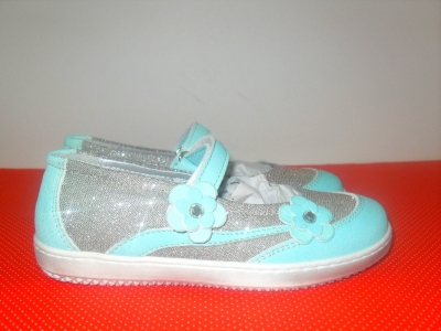 Pantofi copii fete LM, cod 6P150, seria FLEUR, verde pal, piele naturala
