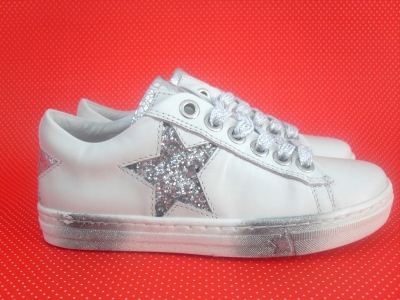 Pantofi sport copii LM, cod 3A342, seria SUPER STAR, alb, piele naturala