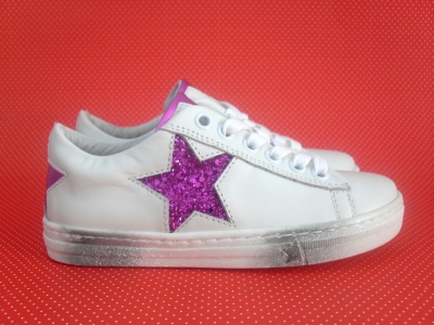 Pantofi sport copii LM, cod 3A343, seria SUPER STAR, alb, piele naturala