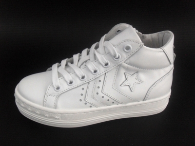 Pantofi sport copii LM, cod 3A372, seria MEGASTAR, alb, piele naturala