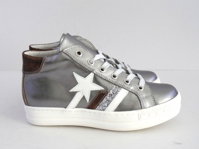 Pantofi sport copii LM, cod 3A388, seria MEGASTAR, argintiu, piele naturala