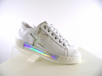 Pantofi sport copii fete LM, cod 6A88, seria SUPER STAR, alb, piele naturala